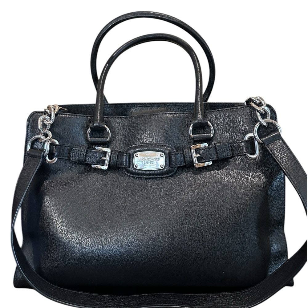 Michael Kors EUC Hamilton Large Satchel/ Tote, Black Leather